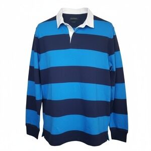 MP Massimo Piombo Men's Medium Rugby Shirt Long Sleeve Striped Blue White NWT